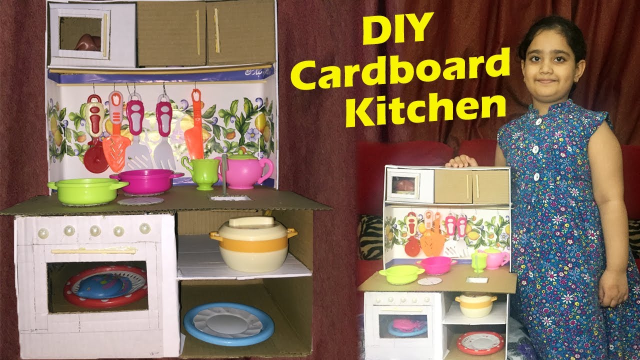 DIY Cardboard Kitchen for the kids | Awesome Cardboard Home activity Ideas | How miniature kitchen |
