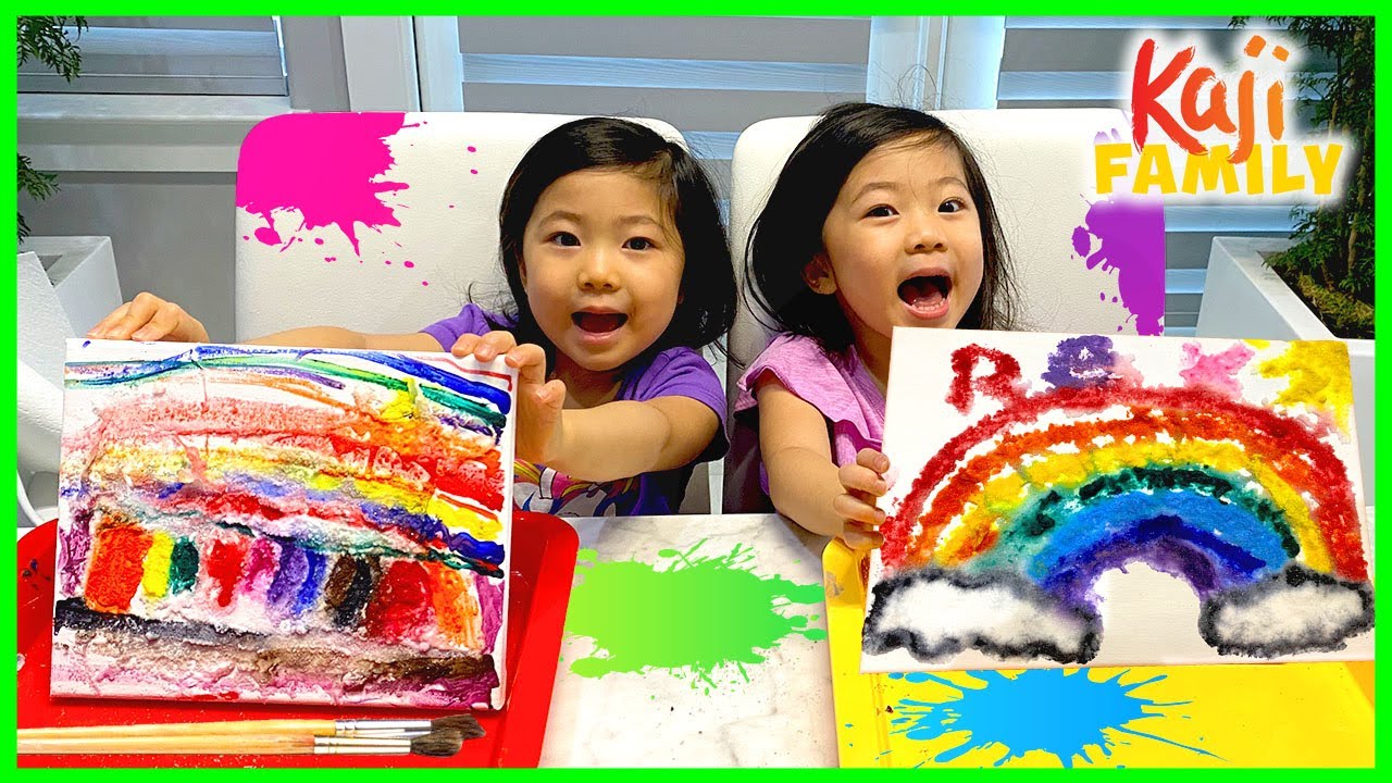 Easy Salt Painting Kids Activities with Emma and Kate!!