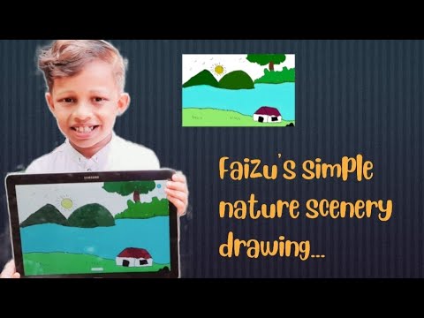 Faizu's simple nature scenery drawing..😘 Eazy drawing for kids/kids activities.