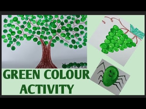 Green colour activity for kids#thumb printing#painting#Sheela Dey#colour green#kids