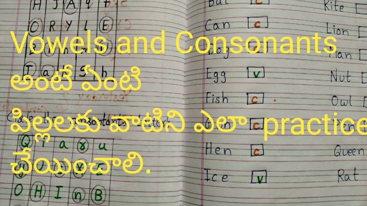 How to teach Vowels and Consonants for Kids || vowels and consonants Activities || Telugu