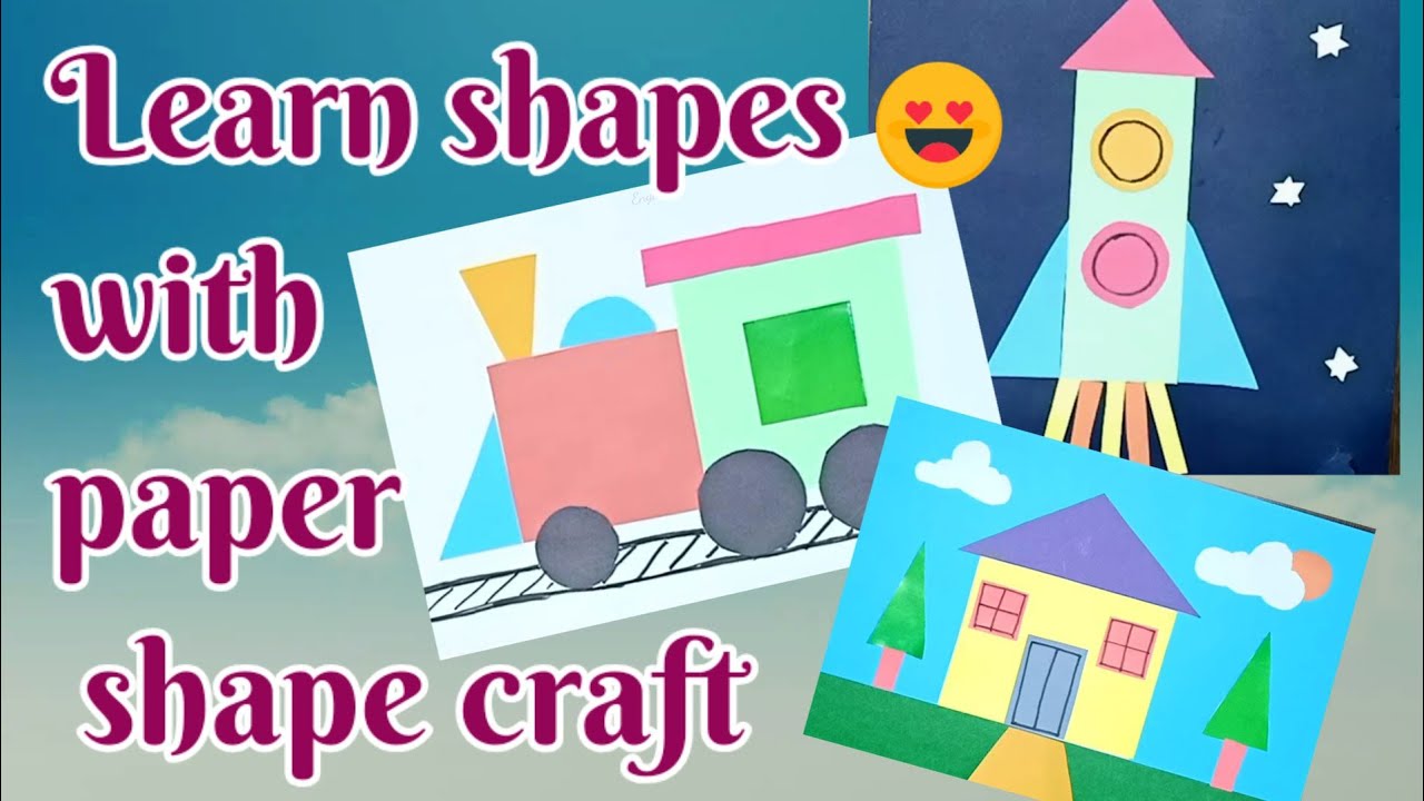 Learn shapes with paper shape craft-- "shapes activity for kids"
