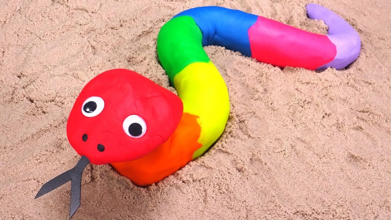 Making A Rainbow Snake With Play Doh And Kinetic Sand ❤ Kids' Activities To Make At Home