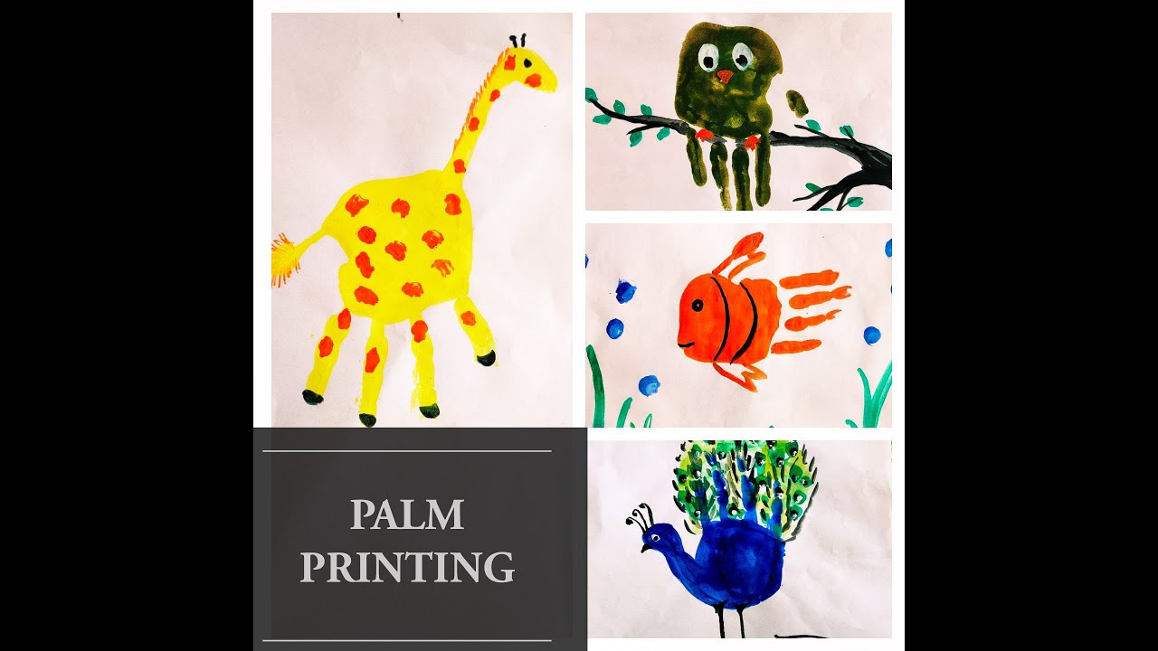 Palm Print Animals  | Giraffe |Fish | Owl | Peacock | Easy drawing activities for kids