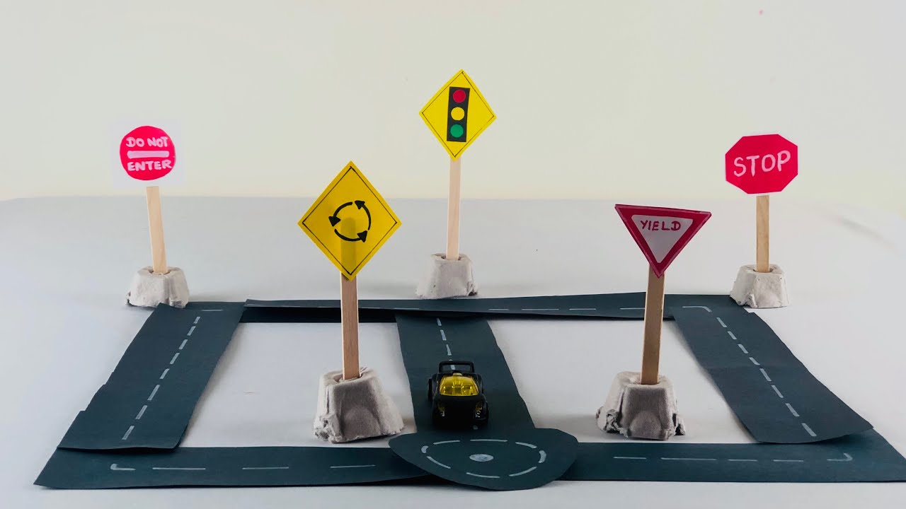 Roadway System and Traffic Signs crafts and activities for Kids | DIY Traffic sign🚦🛑⛔️