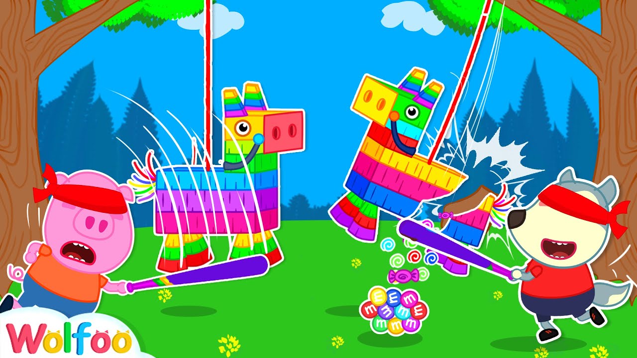 Surprising Rainbow Pinata! Wolfoo Plays Outdoor Kids Activities | Wolfoo Family Kids Cartoon