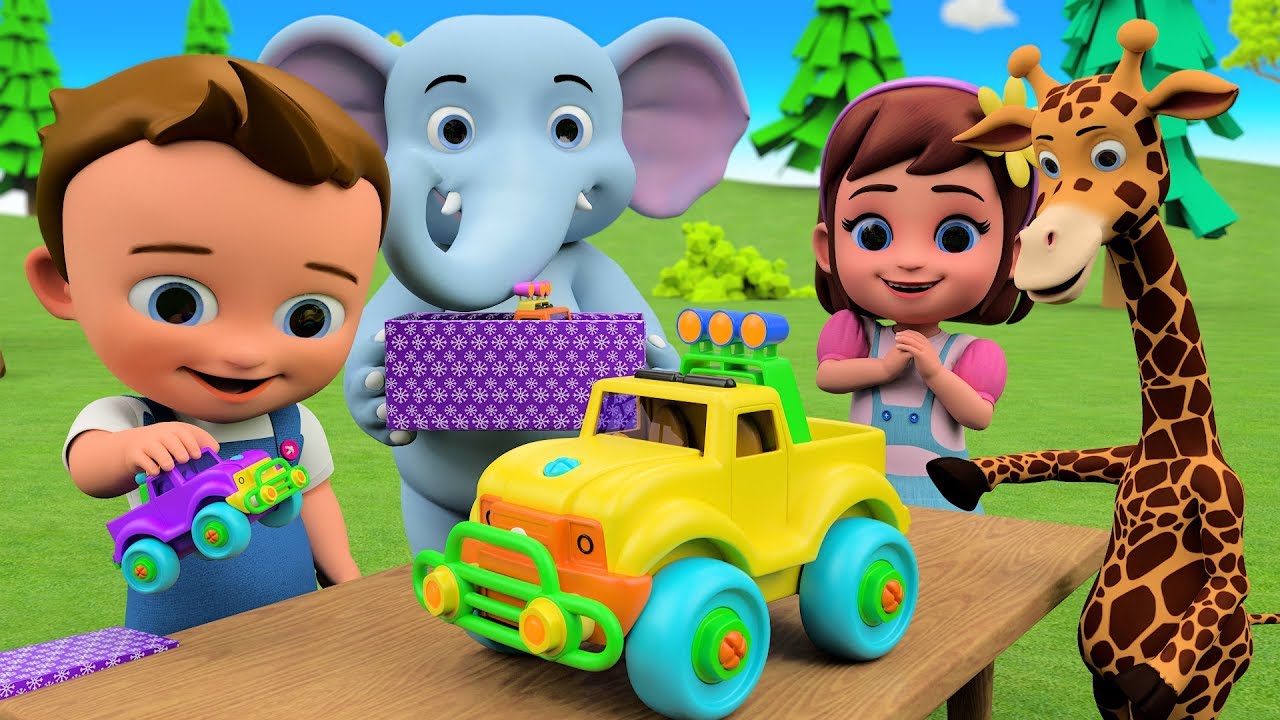 Toy Car Assembly 3D Animated Cartoons | Toddler Activities - Little Babies Fun Play Learning Videos