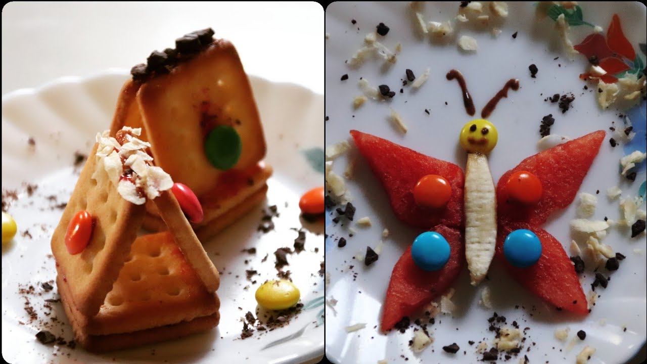 kids activities at home - Biscuits House - Fruit butterfly - snacks recipes indian