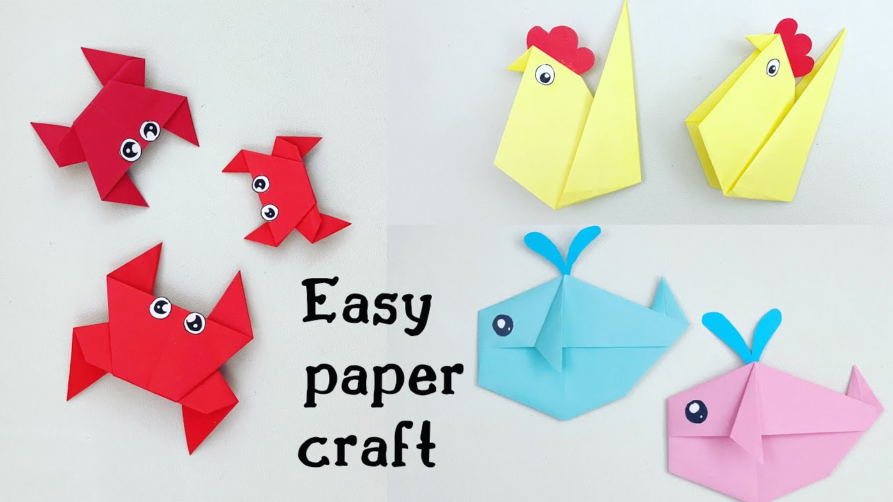 3 EASY ORIGAMI PAPER CRAFT IDEAS FOR KIDS / EASY ORIGAMI / NURSERY CRAFT IDEAS / PAPER ANIMALS