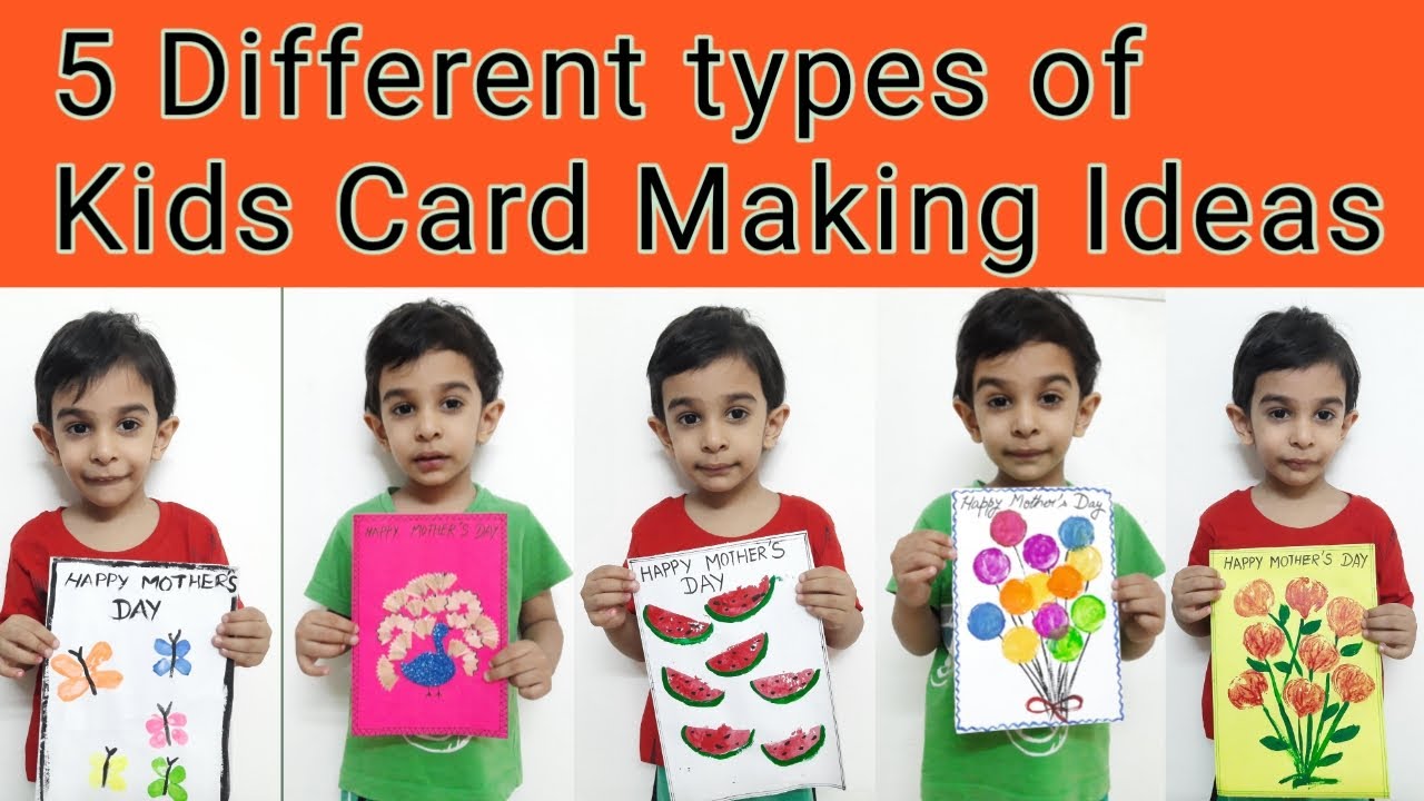 5 Kids Card Making Ideas/ Mother's Day cards for kids/ #StayHome & paint #WithMe/#Lockdown/Activity