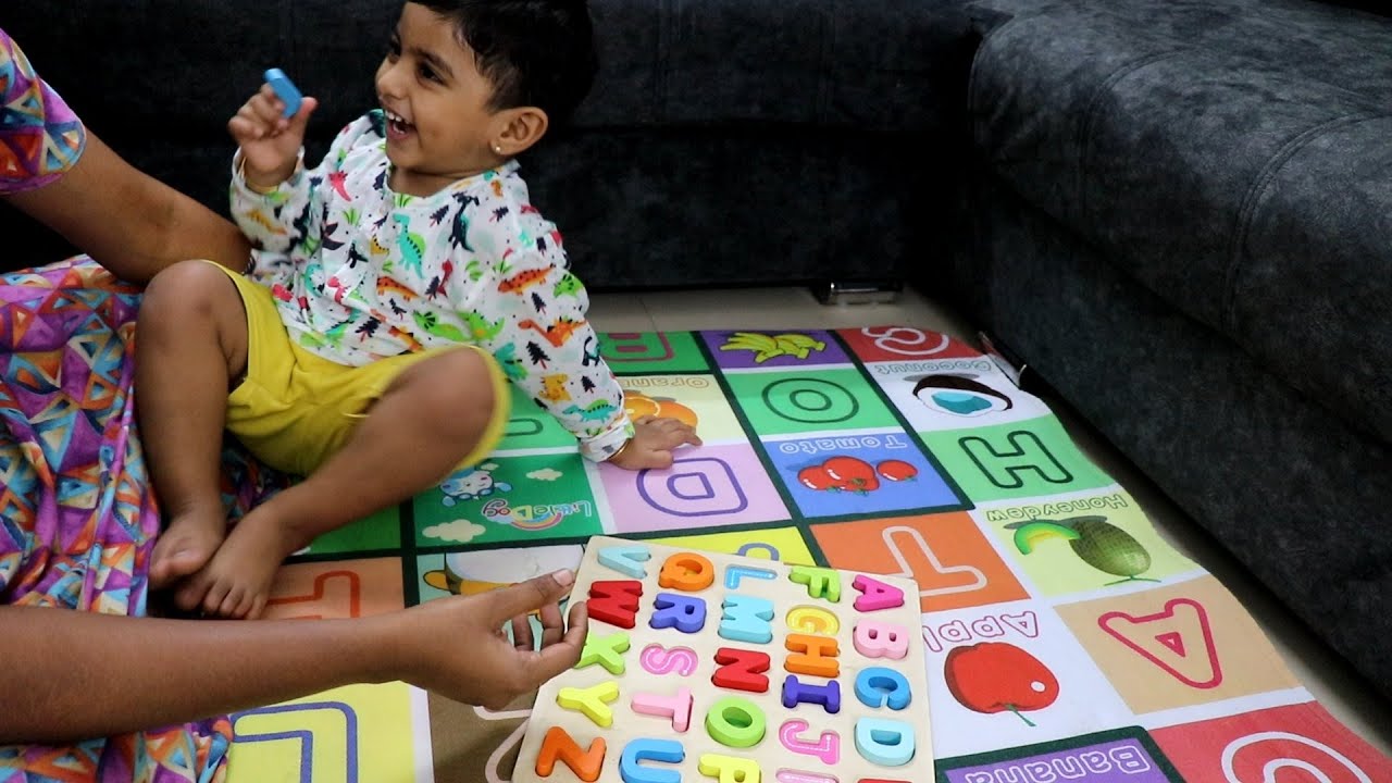 Fun Bloopers | 2 Year Kid Arranges Alphabets | Alphabet Board Activity