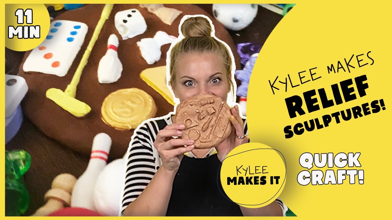 Kylee Makes Relief Sculptures | Clay Activity for Kids | Easy 3D Art Project with Toys and Flowers