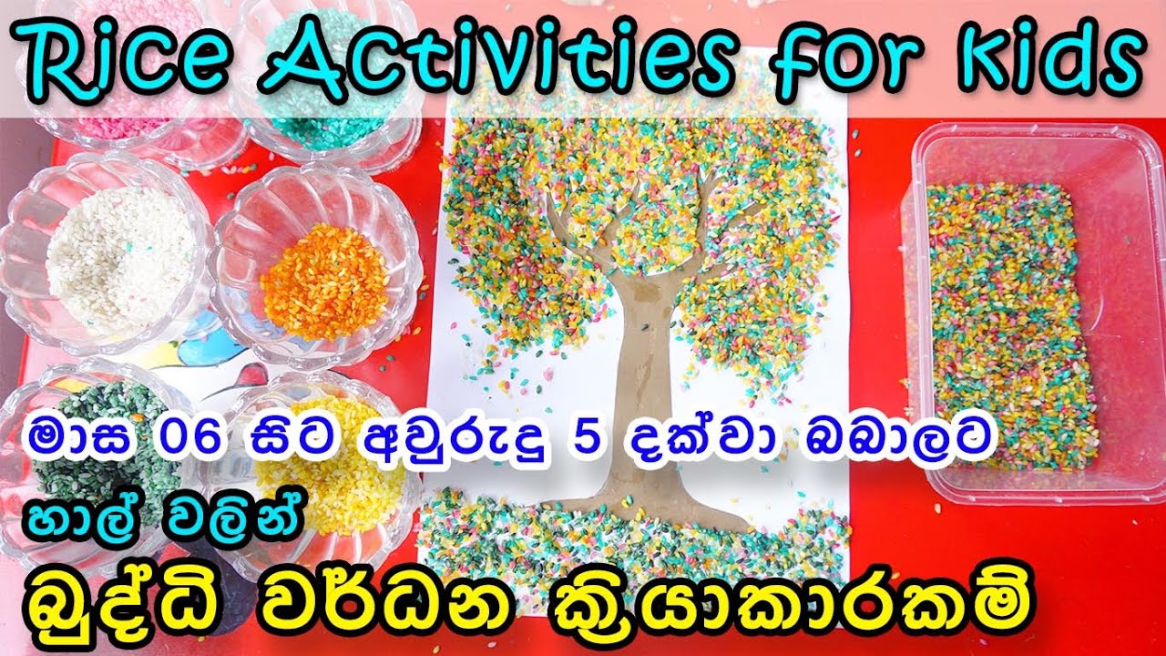 Rice activities for kids l හාල් වලින් බබාලට බුද්ධි වර්ධන ක්‍රියාකාරකම් |Brain development activities