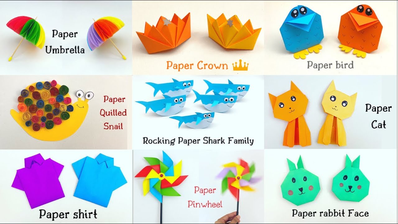 9 Easy Paper Crafts For Kids / Nursery Craft Ideas / Paper Craft Easy / KIDS crafts
