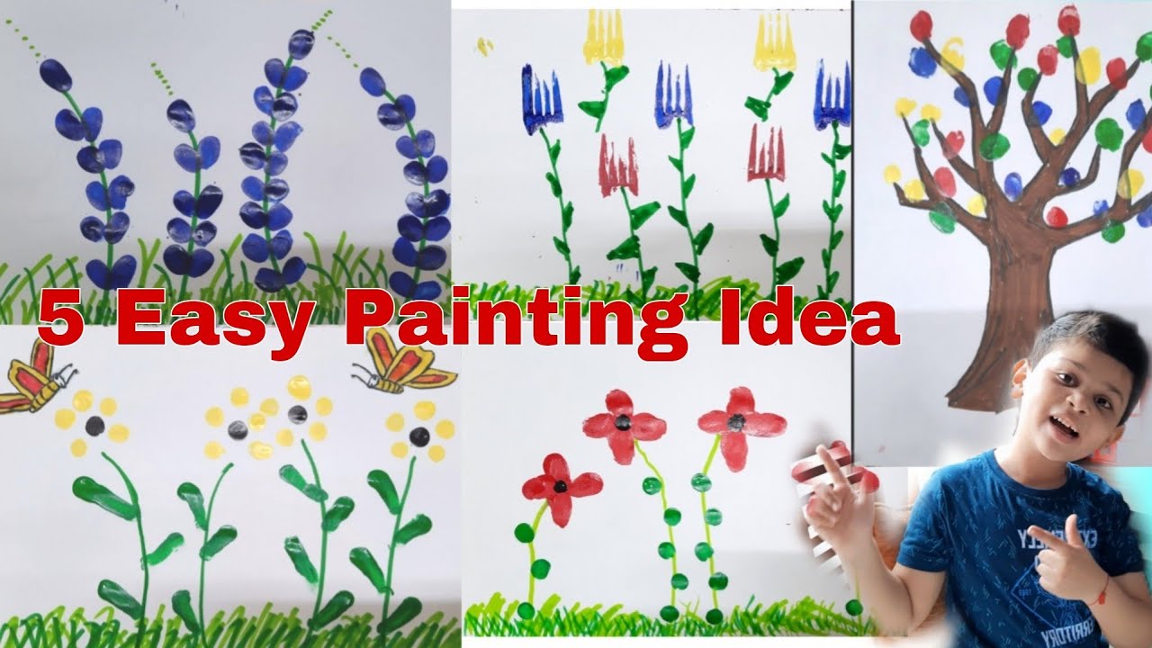 Easy and simple painting Ideas | painting for kids | 5 Easy painting Ideas for Kids.