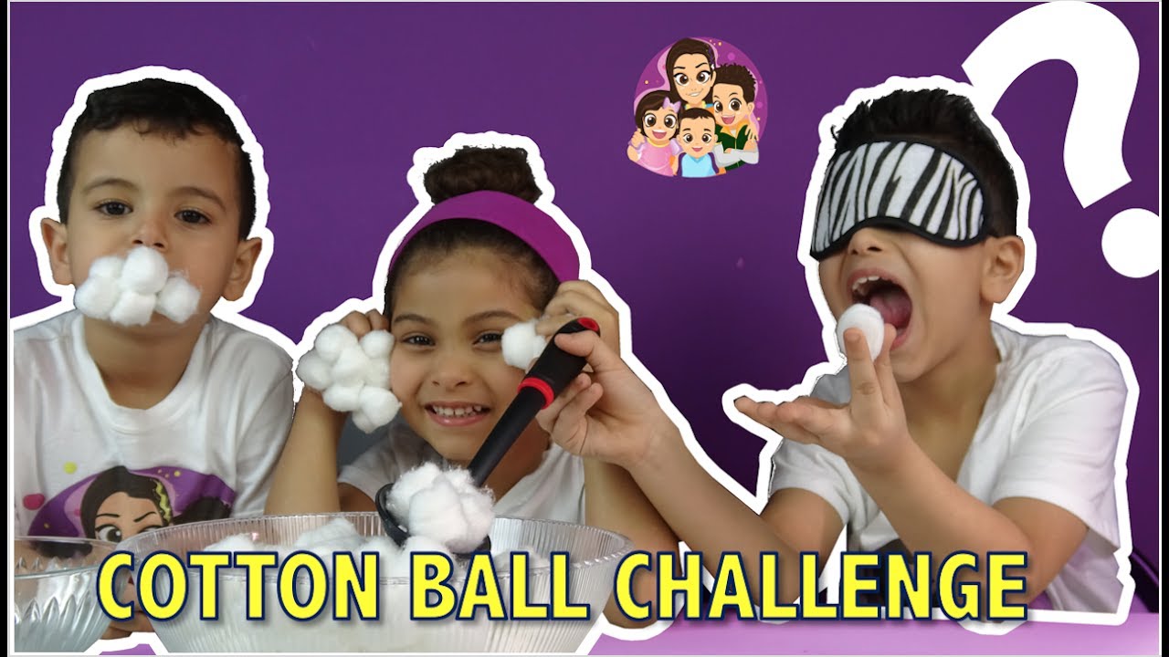 Family Game Night Ideas - Challenges For Kids :Blindfold Cotton Ball Game! - Kid Friendly