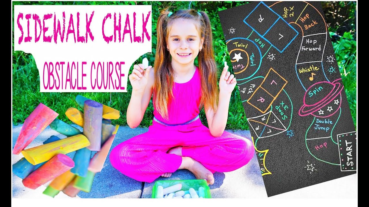 How To Draw CHALK OBSTACLE COURSE Ideas Outdoor Games SideWalk Kid Friendly Art Fitness Karolina 1