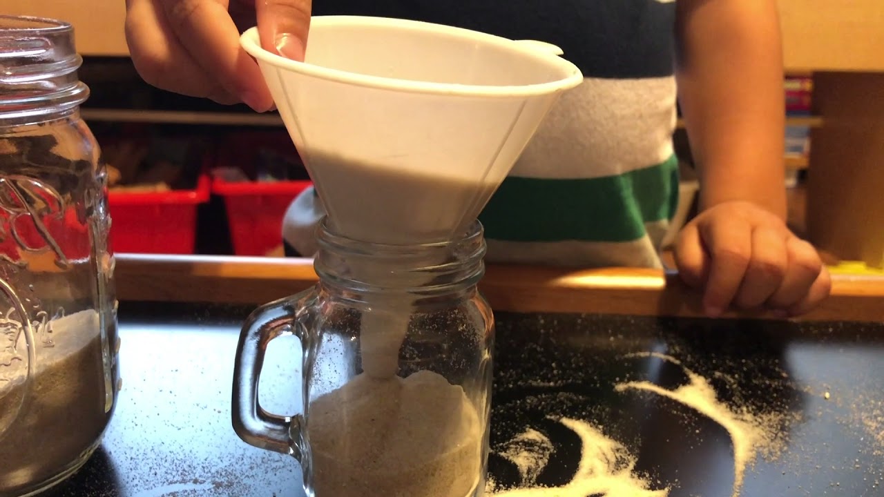 How to be a Montessori kid - Practical Life Activity: Pouring sand