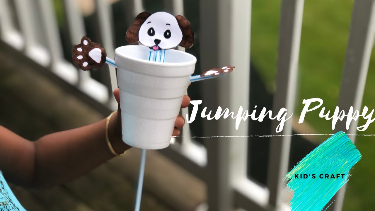Jumping Puppy | Kid's Craft using Disposable Cup & Straw | DIY | Fun Ideas | Toddler Activities