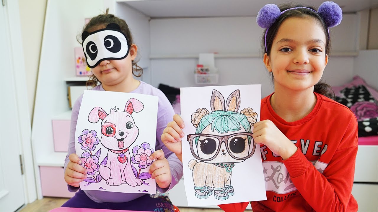 Masal and Öykü played 3 colors challenge -Education activities video for kids