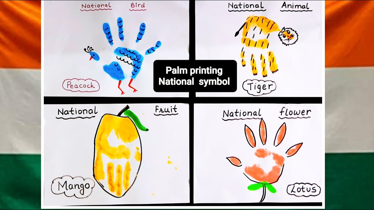 National symbols by palm printing/independence day kids activity/palm painting