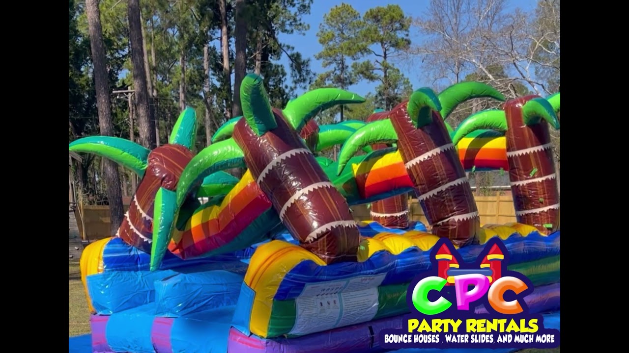 Fun kid bounce house party ideas (double lane water slide)