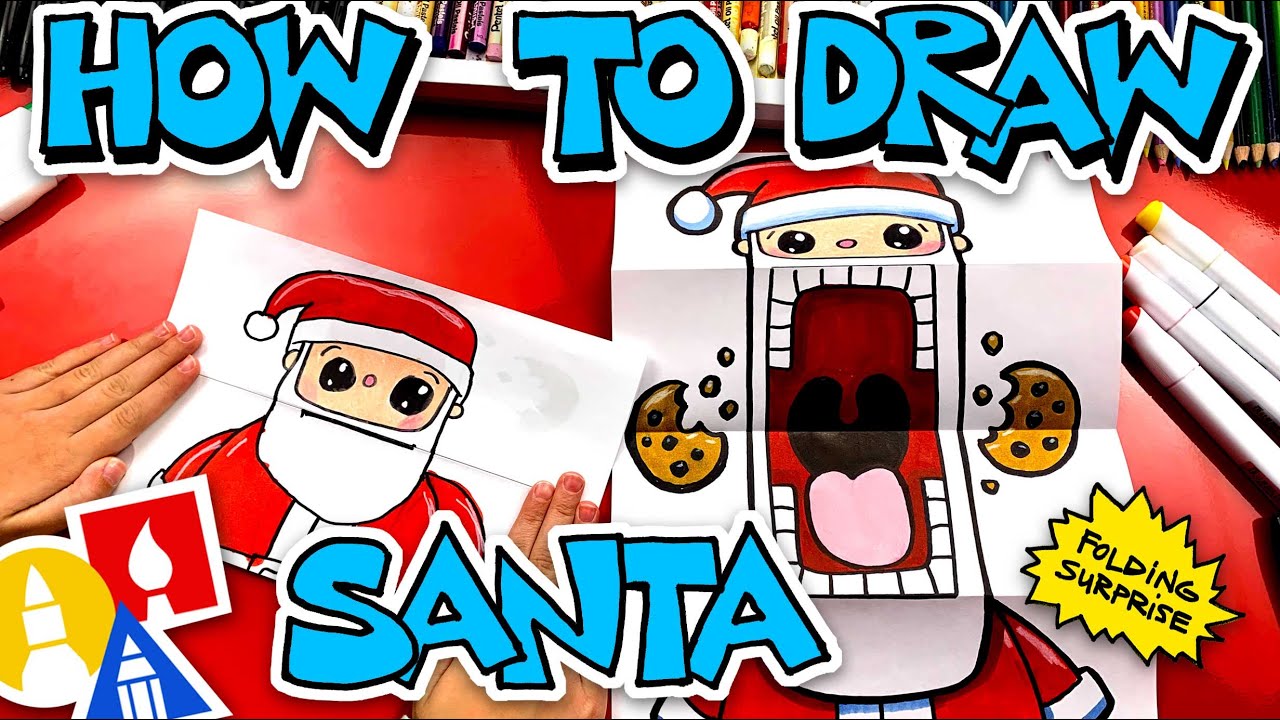 How To Draw Crazy Cookie Santa Puppet (Folding Surprise)