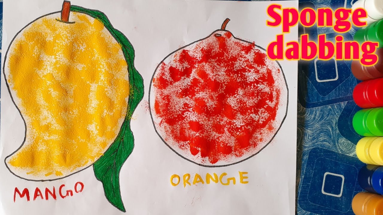 sponge dabbing |Kids art activity |Fruits painting with sponge |Kids Club India