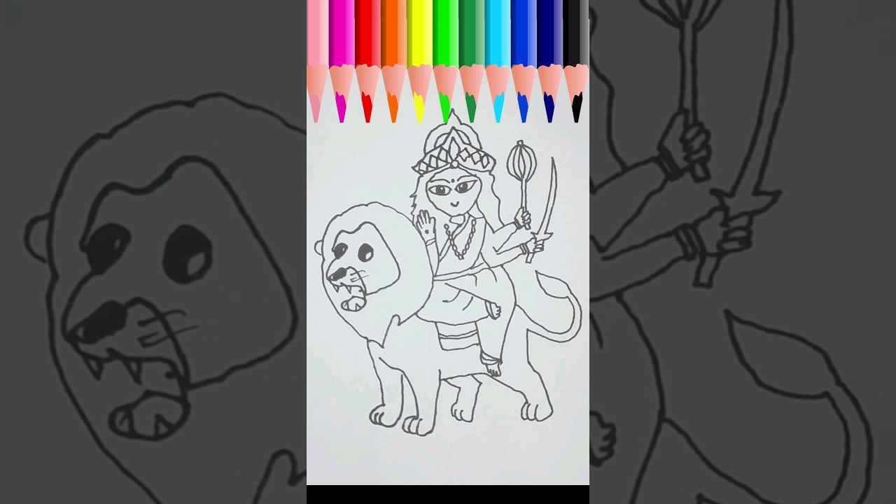 ♌Indian🤲🏼Spiritual🙏🏼🖌️🎨Navratri Drawing Maa Durga  Drawing#shorts#short#shortfeed#viral#trending