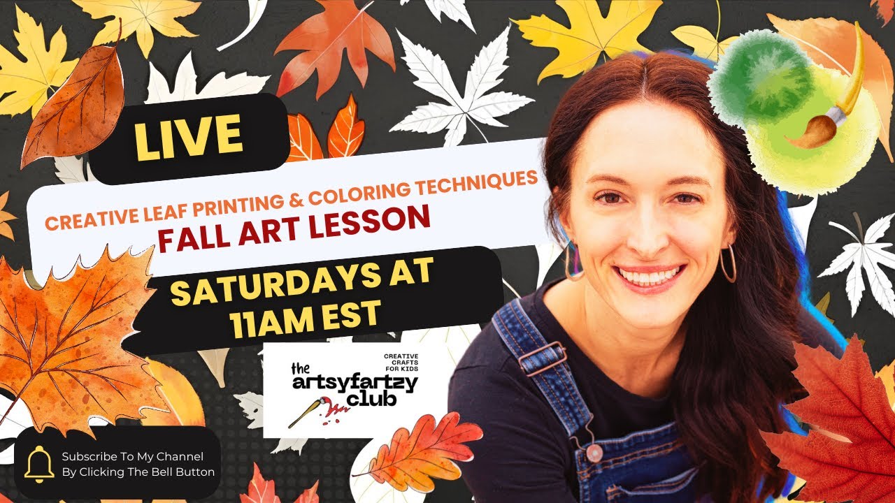 Live Art Lesson: Creative Leaf Printing & Coloring Techniques for Kids | The Artsy Fartsy Club